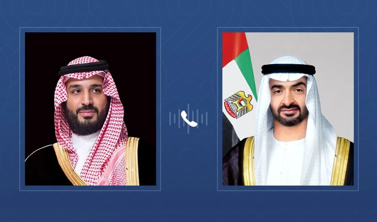 رئيس الإمارات وولي عهد السعودية يبحثان هاتفياً العلاقات الثنائية وتطورات المنطقة