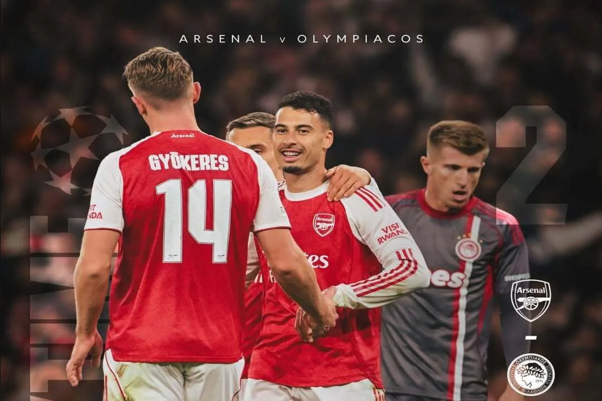 آرسنال يحقق الفوز 2-0 على أولمبياكوس ويواصل تألقه في دوري الأبطال