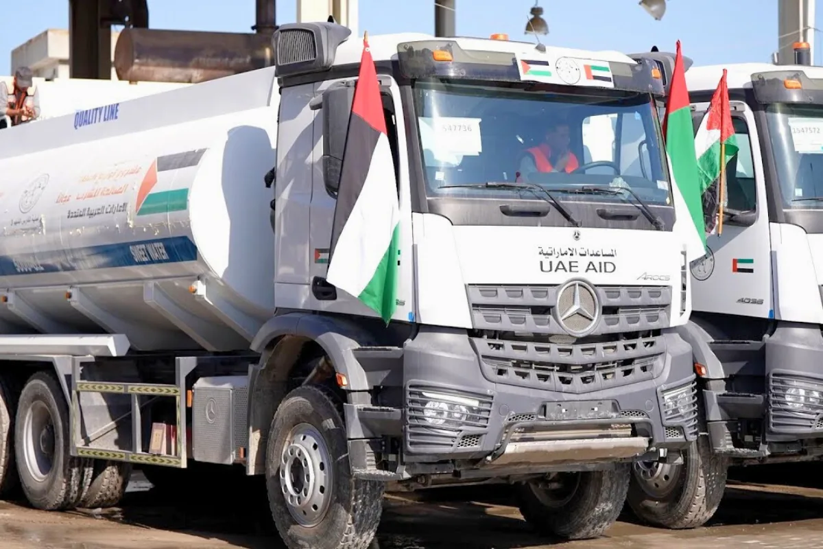 الإمارات ترسل 21 صهريج مياه إلى غزة ضمن حملة "الفارس الشهم 3"
