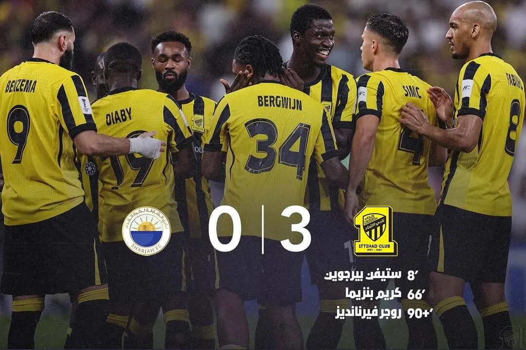 الاتحاد السعودي يرفع رصيده إلى 6 نقاط بفوزه على الشارقة 3-0