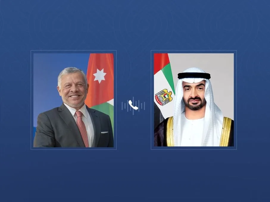 رئيس الإمارات وملك الأردن يبحثان تطورات الأوضاع الراهنة وتداعياتها على أمن المنطقة واستقرارها