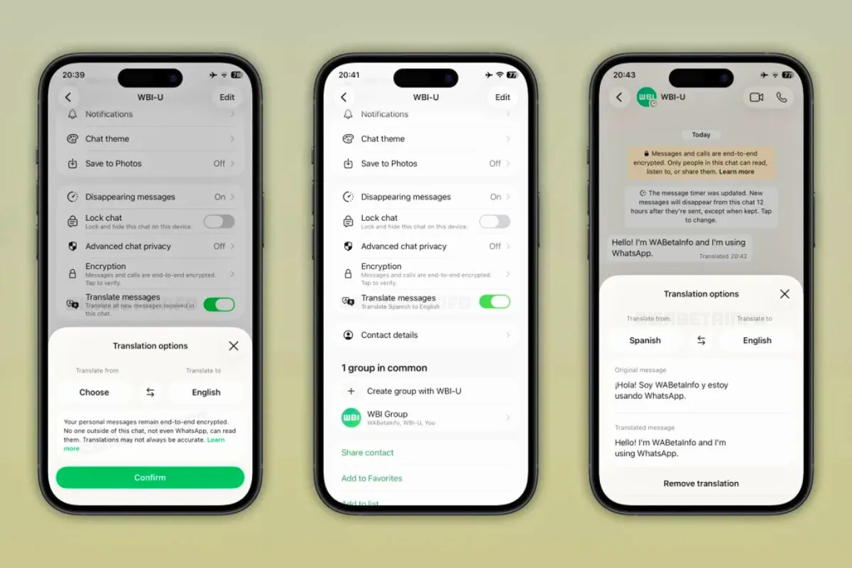 واتساب يختبر ميزة الترجمة الفورية للرسائل بـ21 لغة