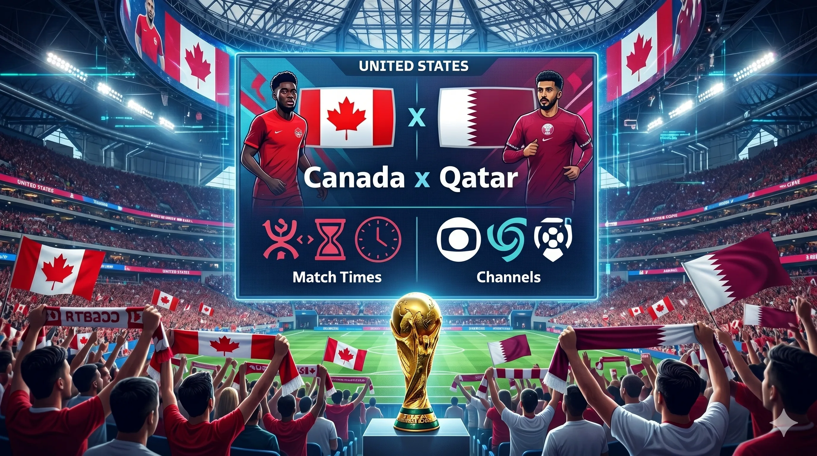 مواعيد مباريات اليوم والقنوات الناقلة لكأس العالم 2026.. كندا × قطر تتصدر مواجهات اليوم